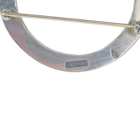 925 SOLID Sterling Silver and Marcasite Vintage Brooch Pin - Picture 3 of 7